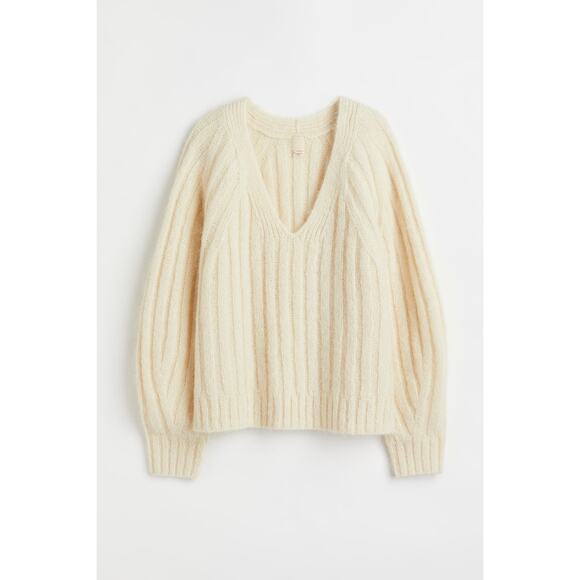 H&M Premium Selection Wool V-Neck Oversized Sweater Size L - Picture 1 of 5